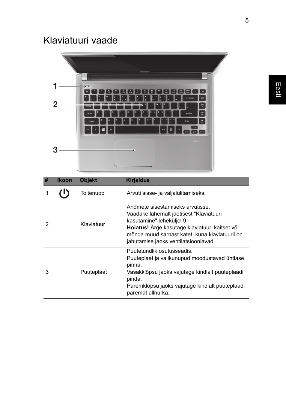 Klaviatuuri vaade | Acer Aspire V5-471PG User Manual | Page 248 / 357