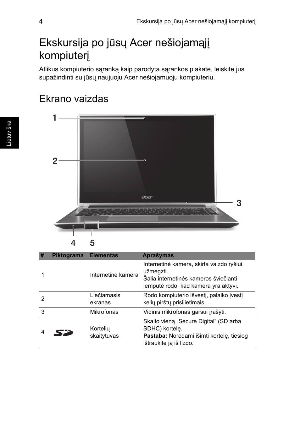 Ekskursija po jūsų acer nešiojamąjį kompiuterį, Ekrano vaizdas | Acer Aspire V5-471PG User Manual | Page 271 / 357