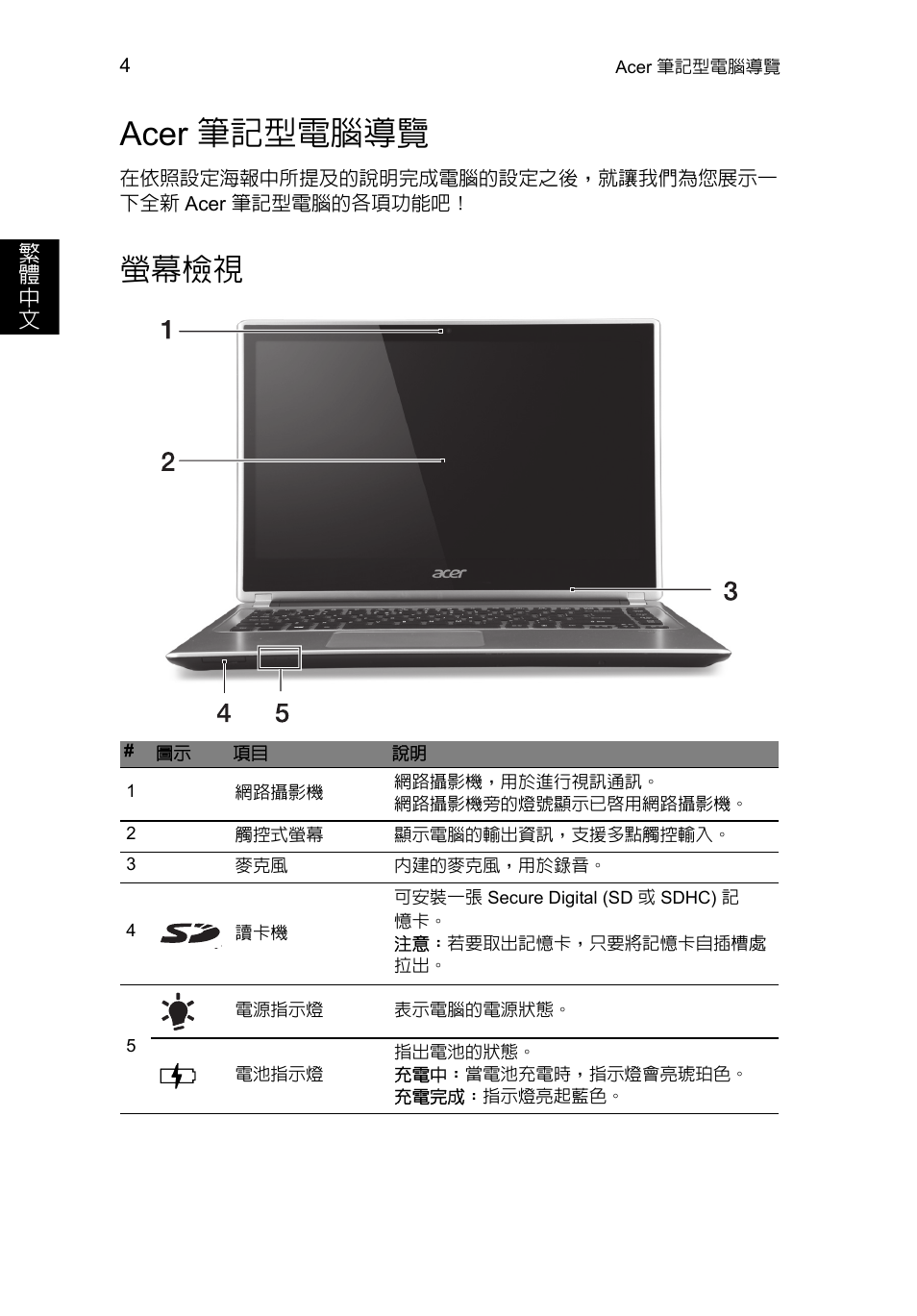 Acer 筆記型電腦導覽, 螢幕檢視 | Acer Aspire V5-471PG User Manual | Page 319 / 357