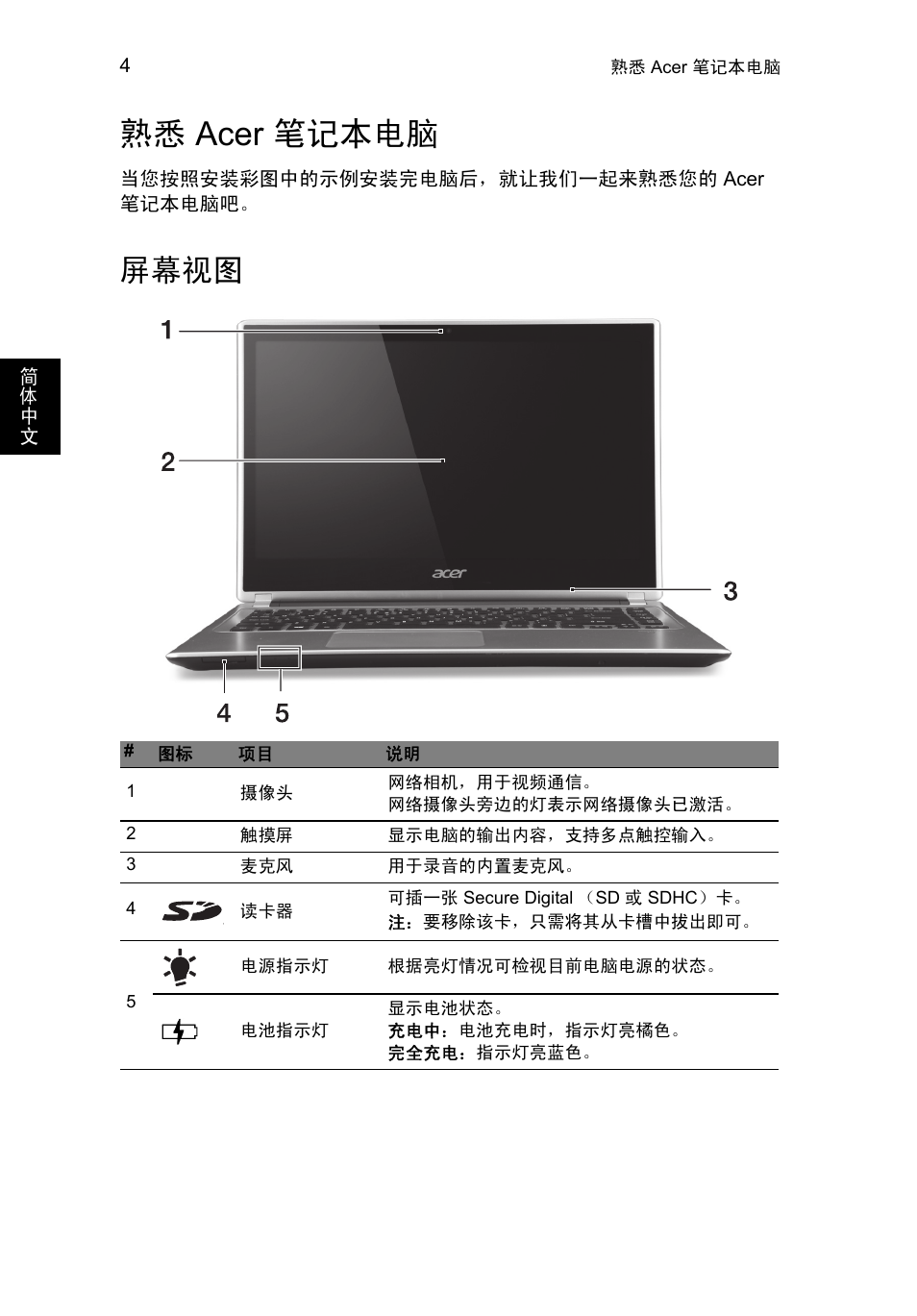 熟悉 acer 笔记本电脑, 屏幕视图 | Acer Aspire V5-471PG User Manual | Page 329 / 357