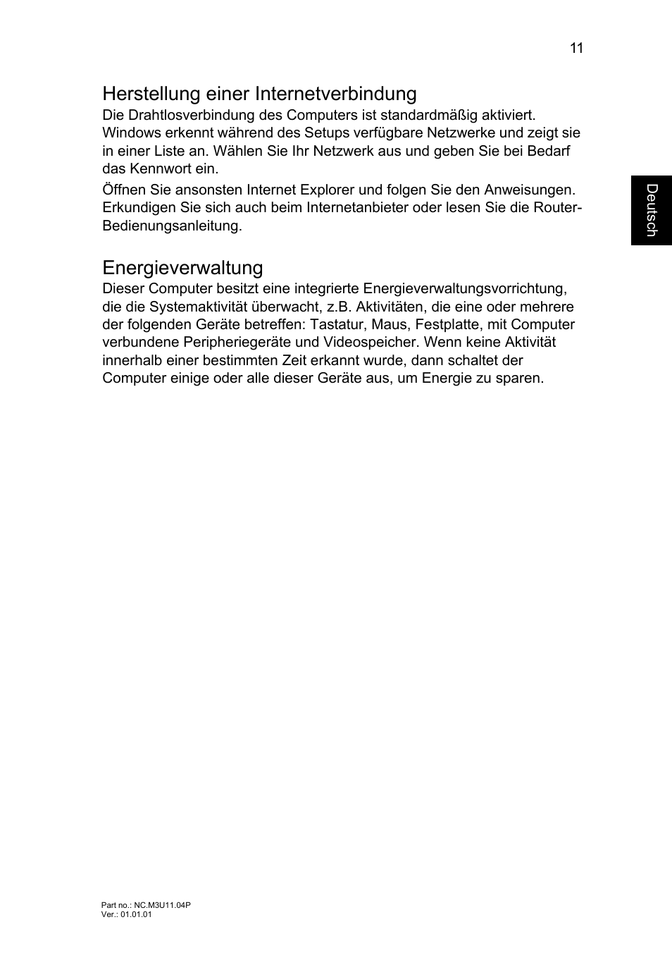 Herstellung einer internetverbindung, Energieverwaltung | Acer Aspire V5-471PG User Manual | Page 35 / 357