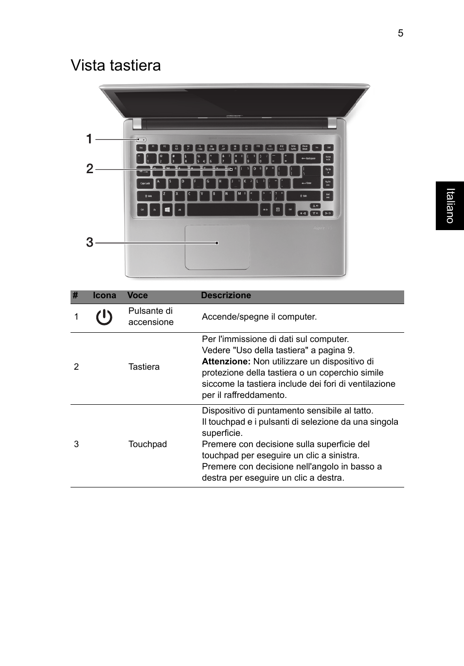 Vista tastiera | Acer Aspire V5-471PG User Manual | Page 41 / 357