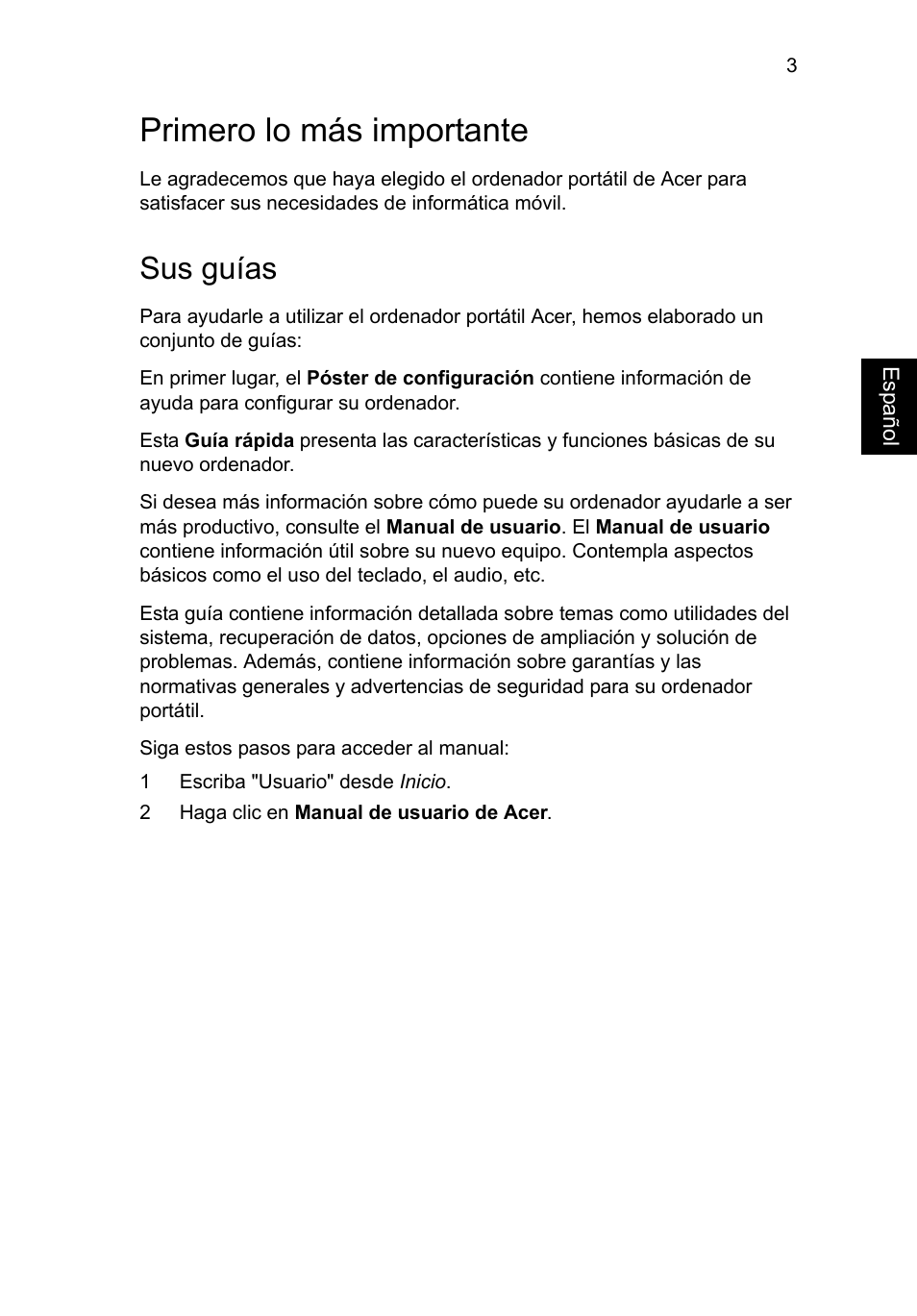 Primero lo más importante, Sus guías | Acer Aspire V5-471PG User Manual | Page 51 / 357