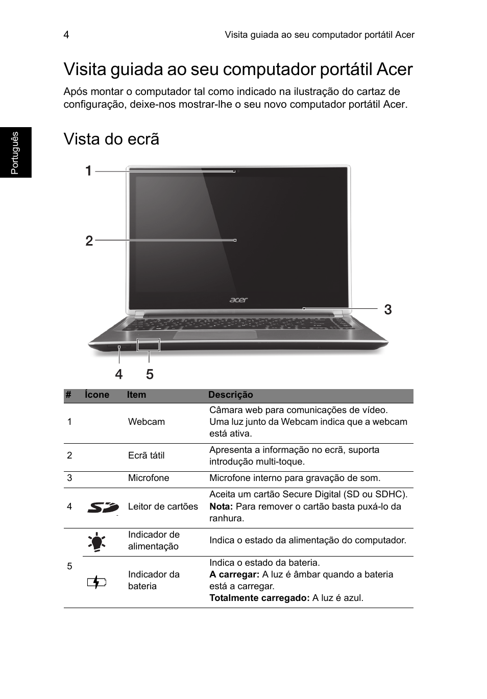 Visita guiada ao seu computador portátil acer, Vista do ecrã | Acer Aspire V5-471PG User Manual | Page 67 / 357