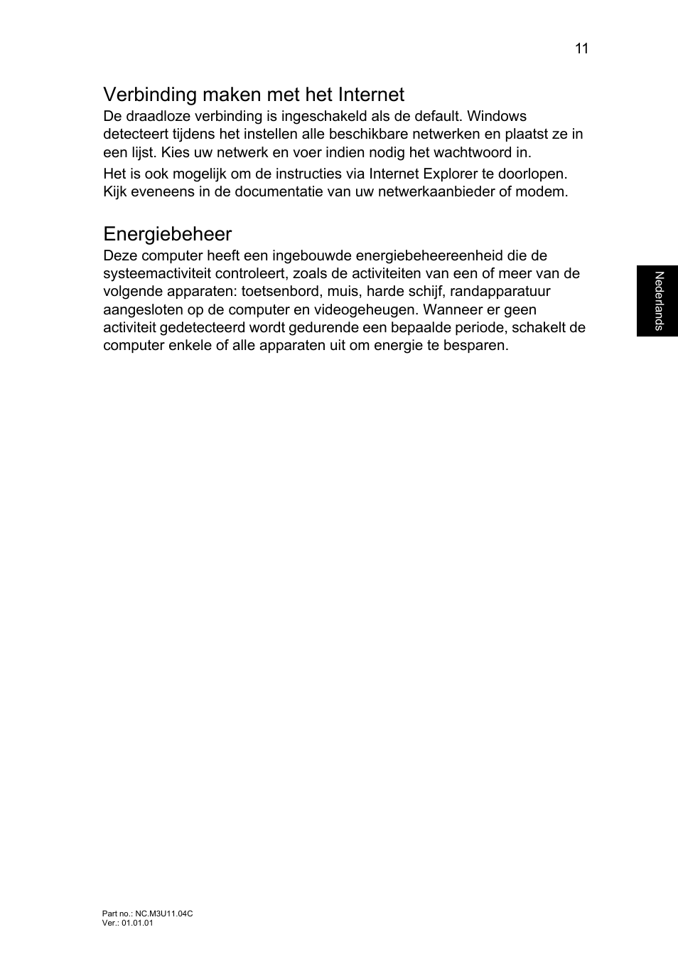 Verbinding maken met het internet, Energiebeheer | Acer Aspire V5-471PG User Manual | Page 86 / 357