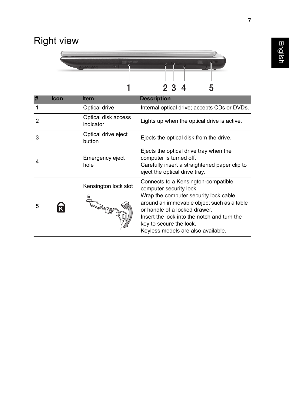 Right view | Acer Aspire V5-471PG User Manual | Page 9 / 357