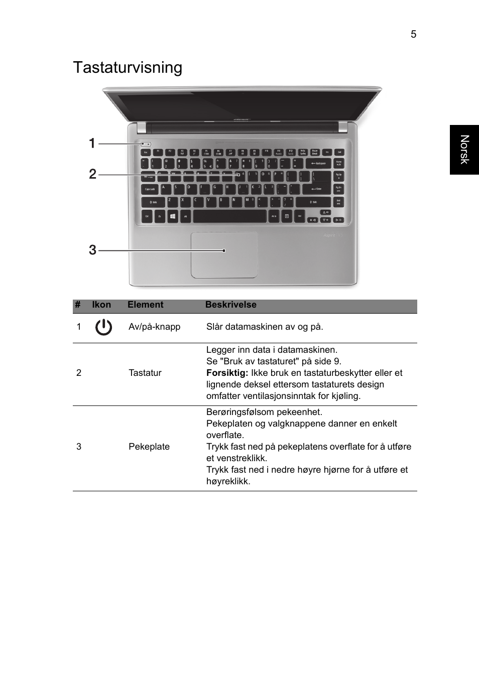 Tastaturvisning | Acer Aspire V5-471PG User Manual | Page 92 / 357