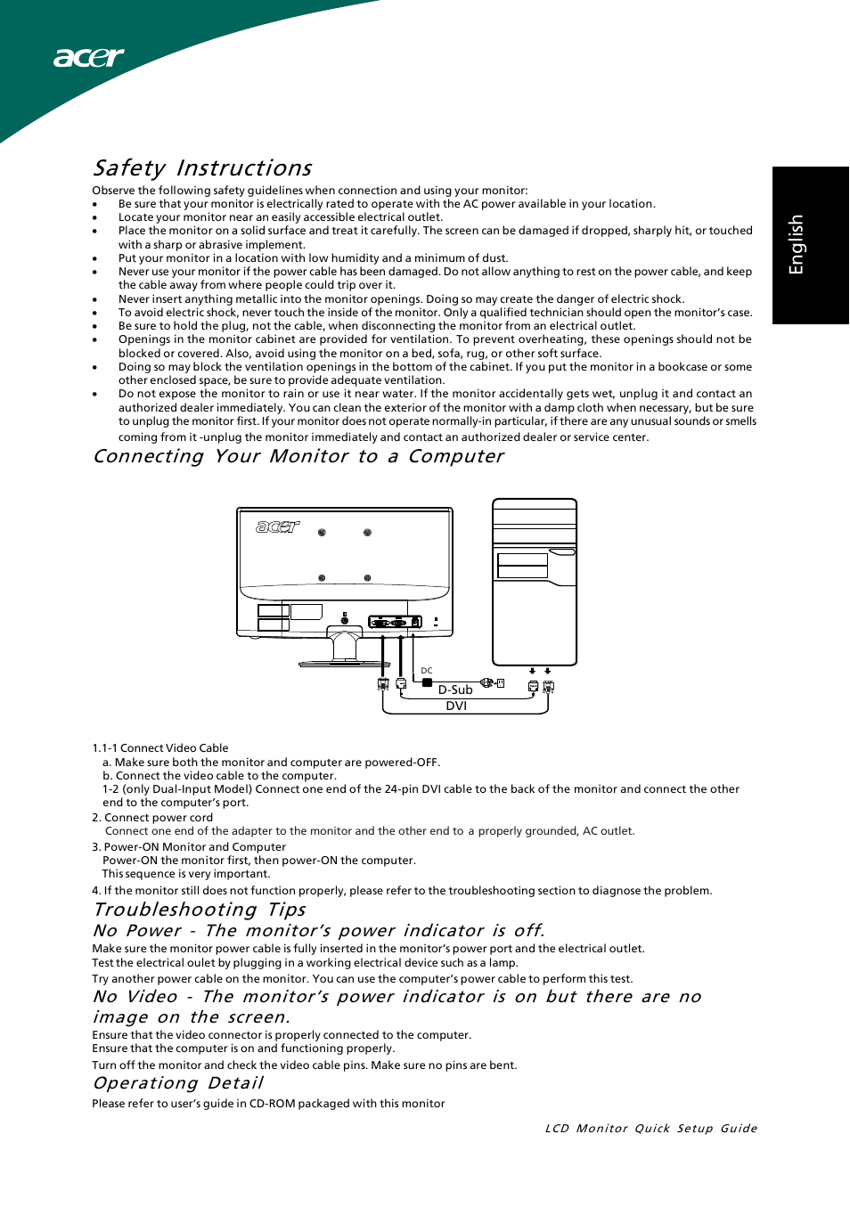 Acer S191HQL User Manual | 32 pages