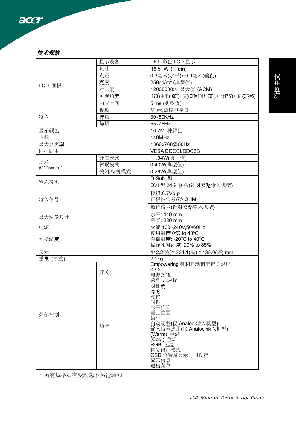 Acer S191HQL User Manual | Page 25 / 32