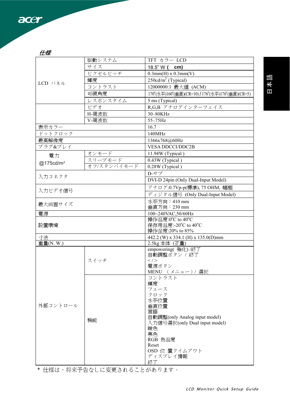 Acer S191HQL User Manual | Page 27 / 32