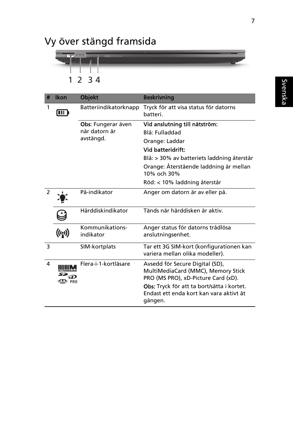 Vy över stängd framsida | Acer Aspire 3830TG User Manual | Page 103 / 316