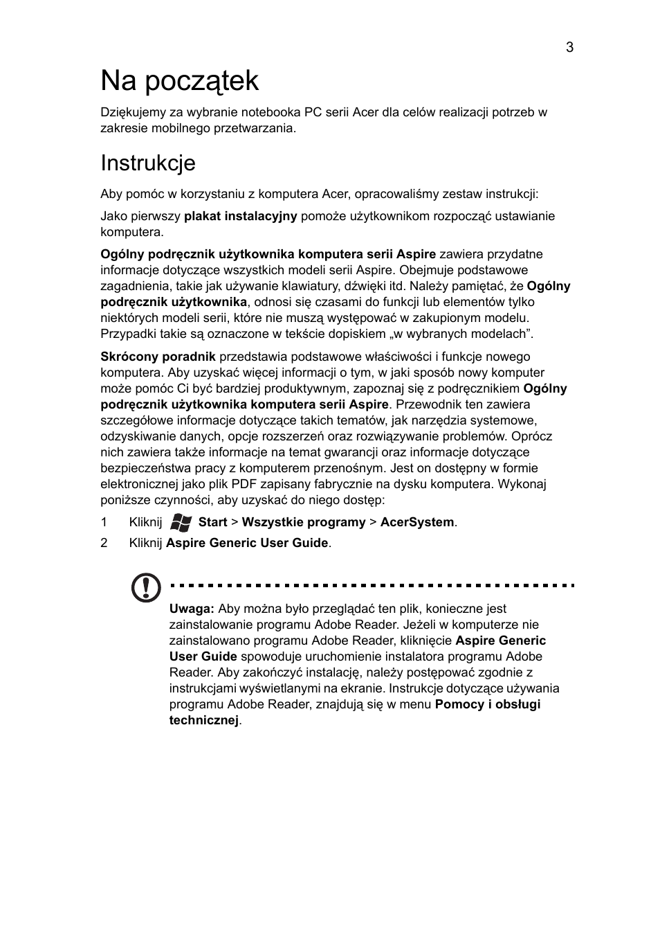 Na początek, Instrukcje | Acer Aspire 3830TG User Manual | Page 129 / 316