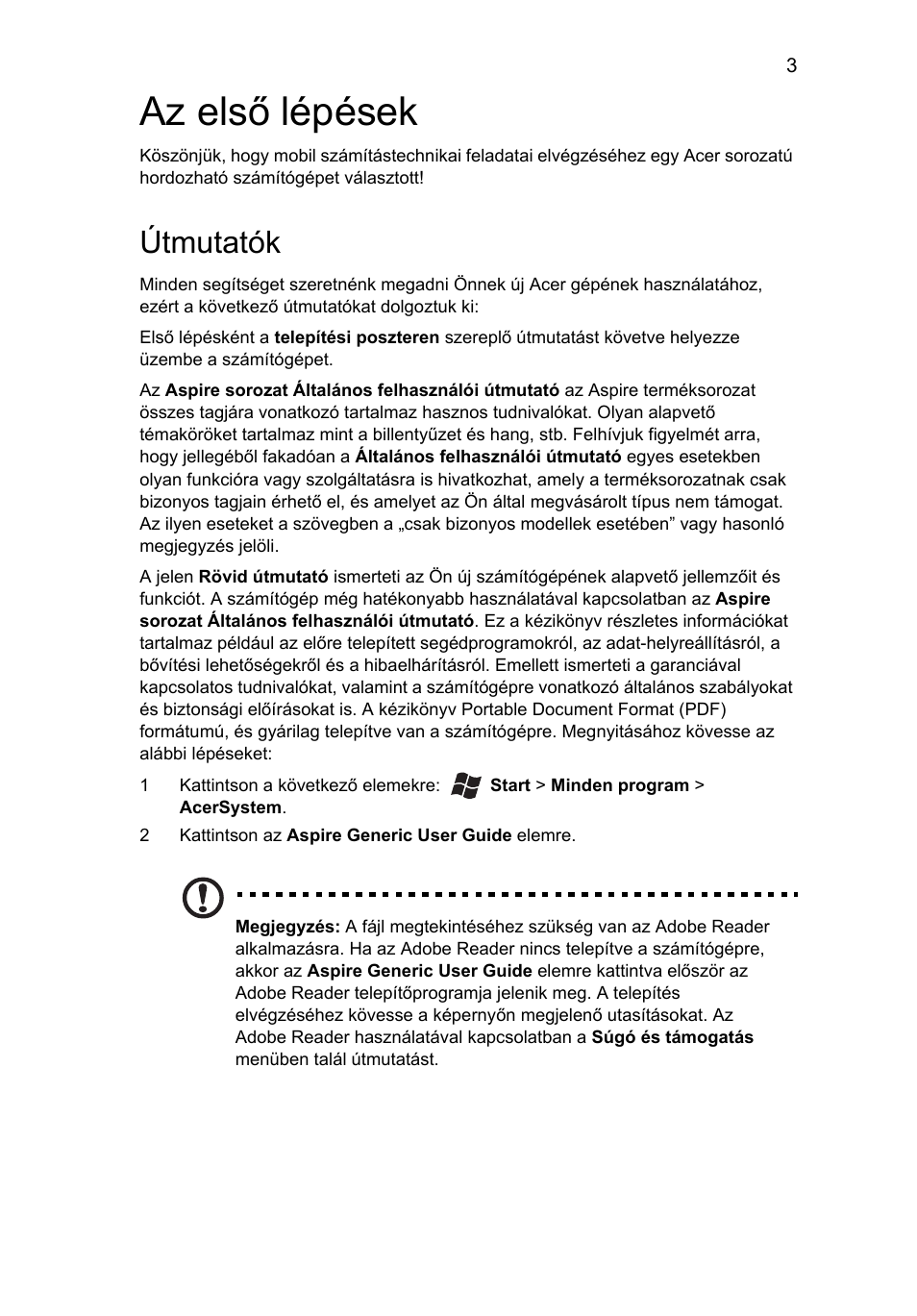 Az első lépések, Útmutatók | Acer Aspire 3830TG User Manual | Page 139 / 316