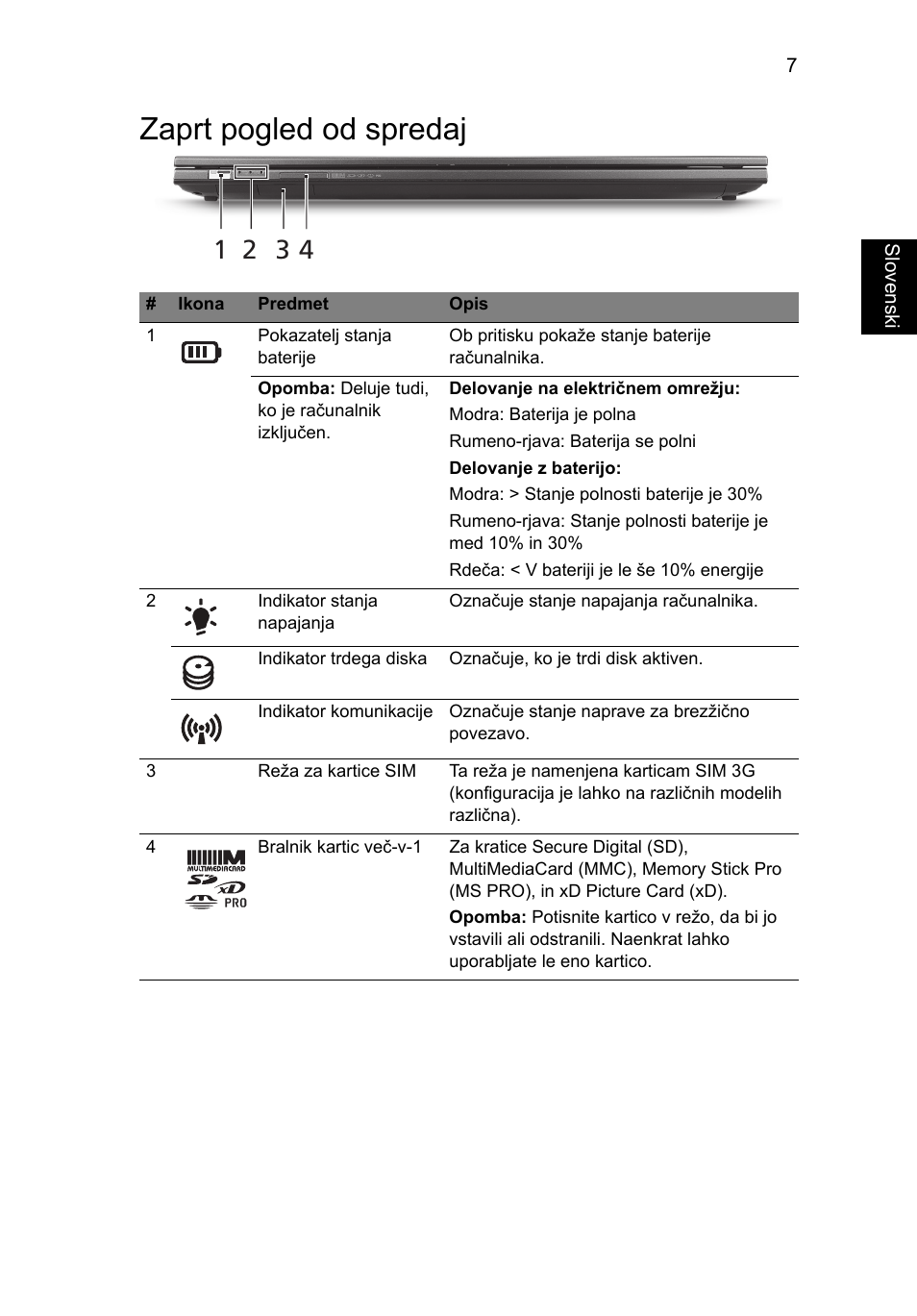 Zaprt pogled od spredaj | Acer Aspire 3830TG User Manual | Page 173 / 316