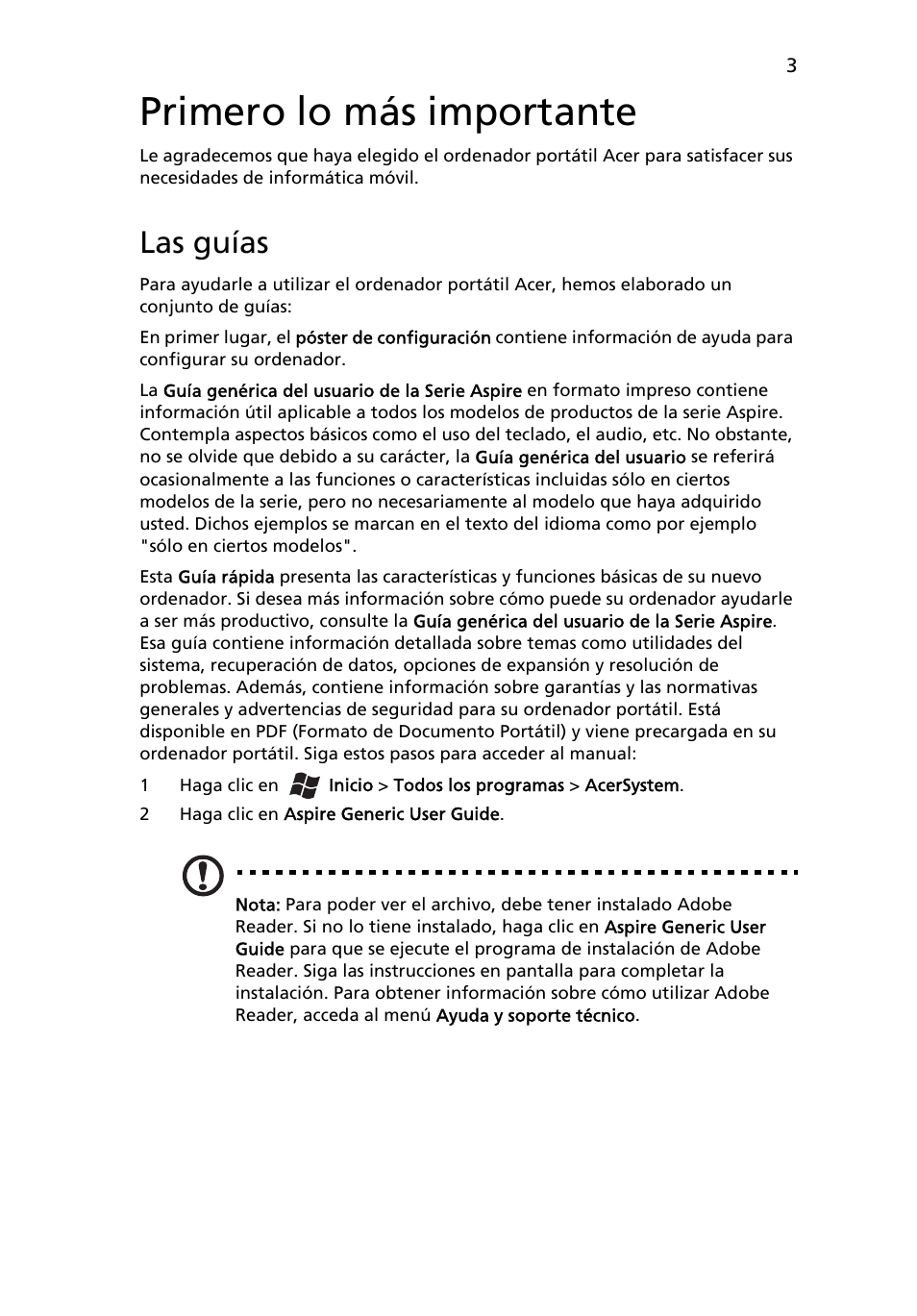 Primero lo más importante, Las guías | Acer Aspire 3830TG User Manual | Page 45 / 316