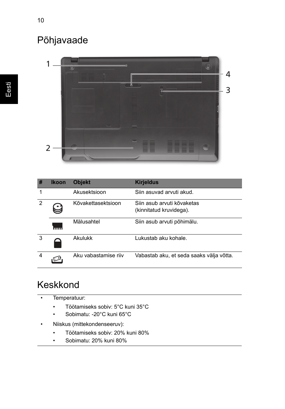 Põhjavaade, Keskkond, Põhjavaade keskkond | Acer TravelMate 5542G User Manual | Page 214 / 314