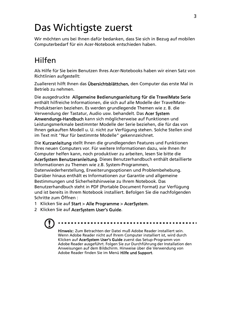 Das wichtigste zuerst, Hilfen | Acer TravelMate 5542G User Manual | Page 25 / 314