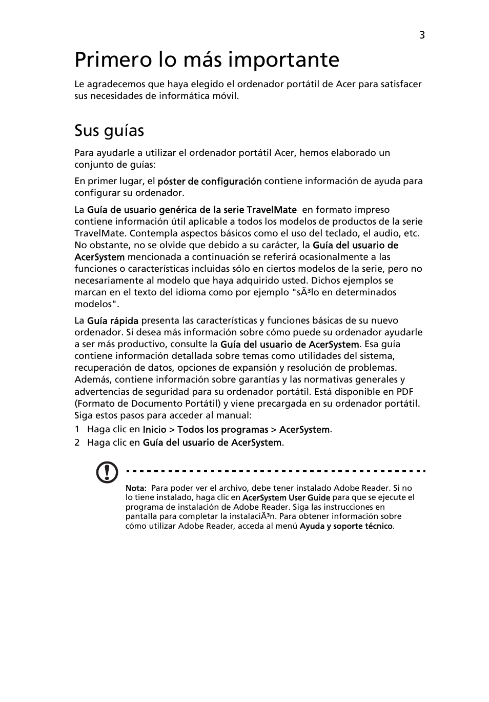 Primero lo más importante, Sus guías | Acer TravelMate 5542G User Manual | Page 45 / 314