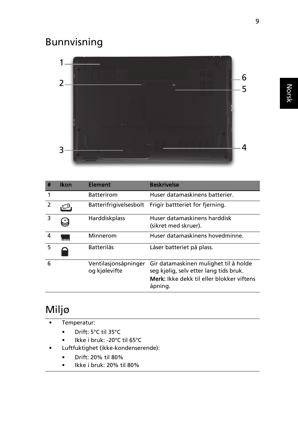 Bunnvisning, Miljø, Bunnvisning miljø | Acer Aspire 5741ZG User Manual | Page 83 / 313