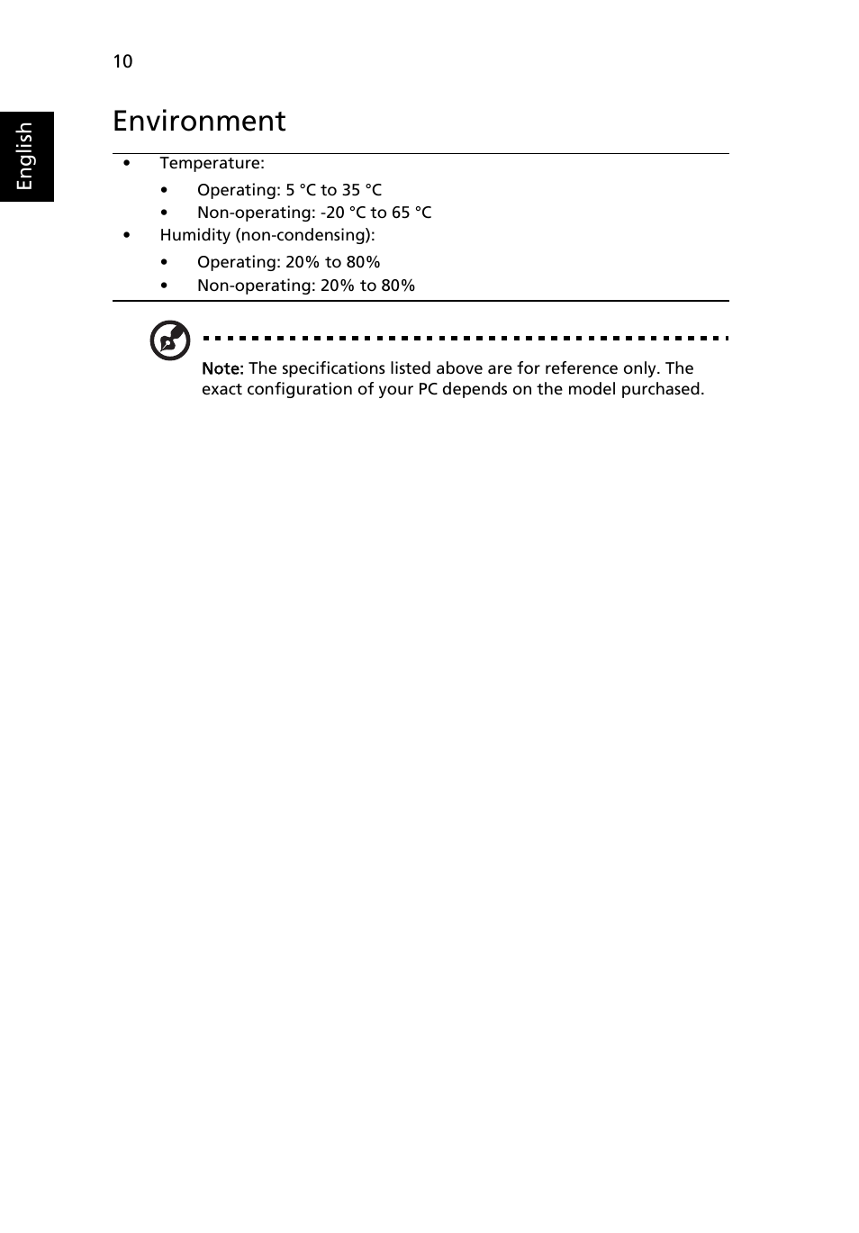 Environment | Acer Aspire 5625G User Manual | Page 12 / 326