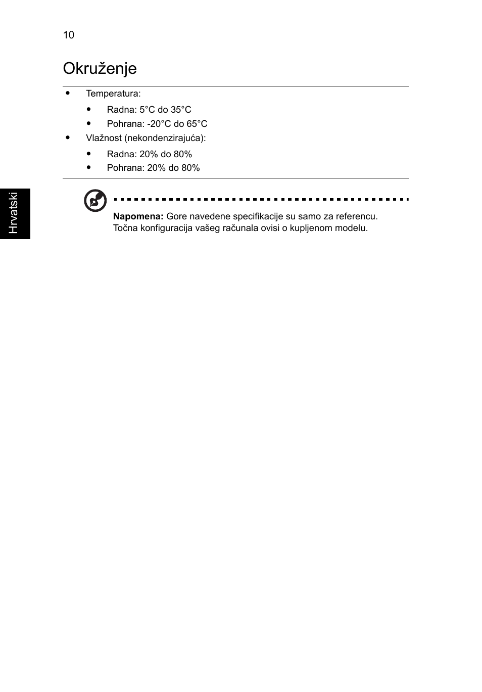 Okruženje | Acer Aspire 5625G User Manual | Page 194 / 326