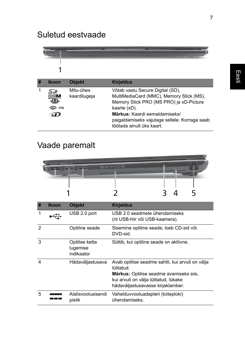 Suletud eestvaade, Vaade paremalt, Suletud eestvaade vaade paremalt | Acer Aspire 5625G User Manual | Page 221 / 326