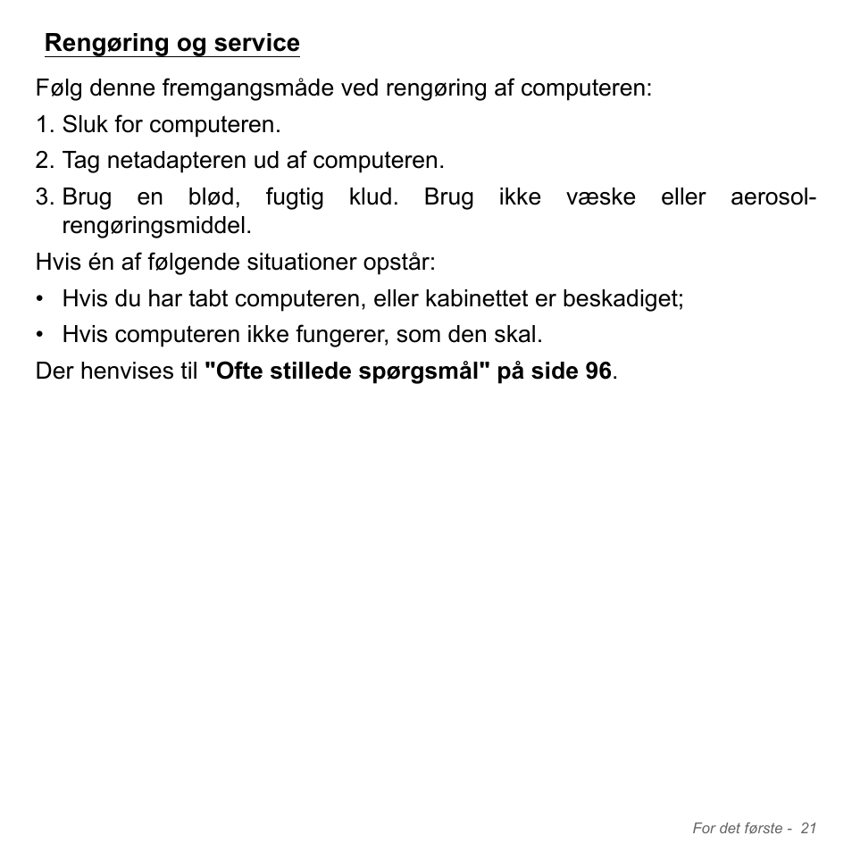 Rengøring og service | Acer Aspire V5-571PG User Manual | Page 1003 / 3604