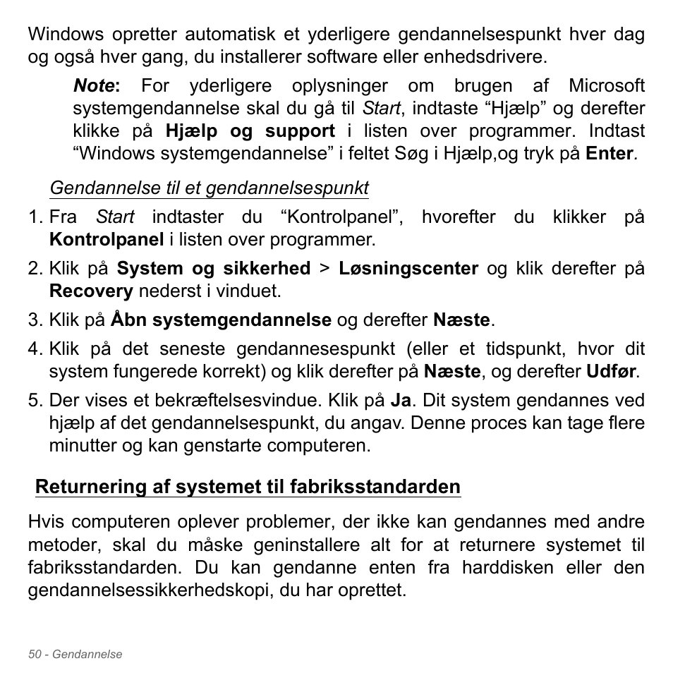 Returnering af systemet til fabriksstandarden | Acer Aspire V5-571PG User Manual | Page 1032 / 3604