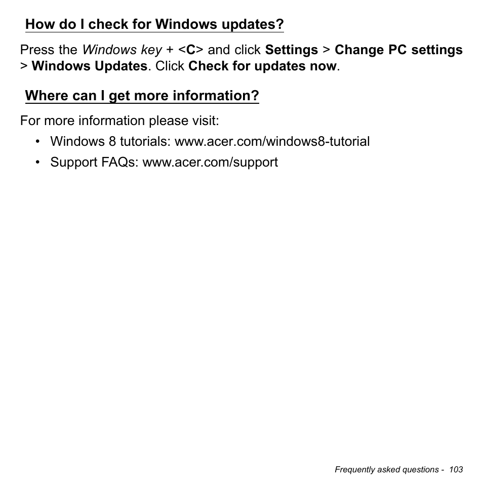How do i check for windows updates, Where can i get more information | Acer Aspire V5-571PG User Manual | Page 105 / 3604