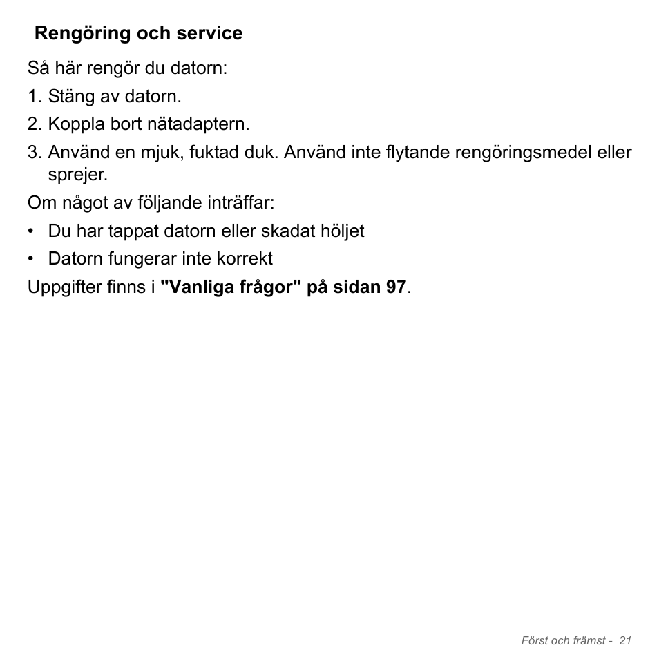 Rengöring och service | Acer Aspire V5-571PG User Manual | Page 1119 / 3604