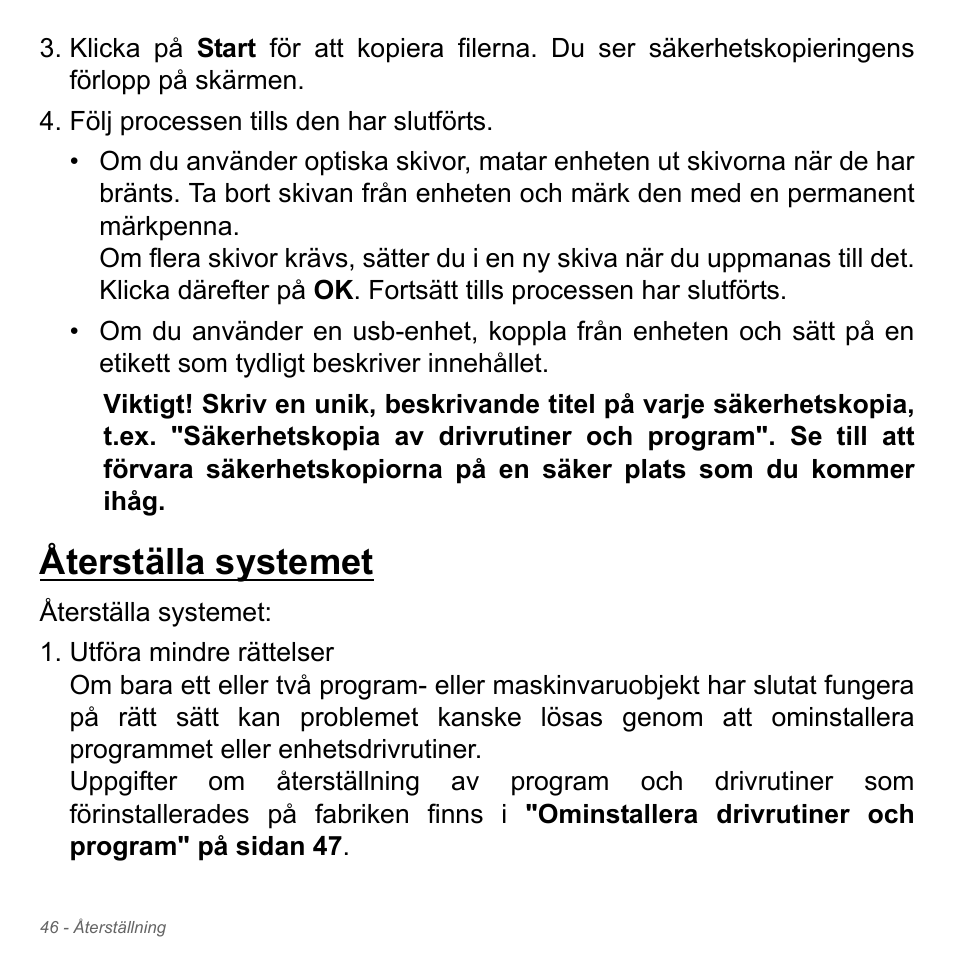 Återställa systemet | Acer Aspire V5-571PG User Manual | Page 1144 / 3604