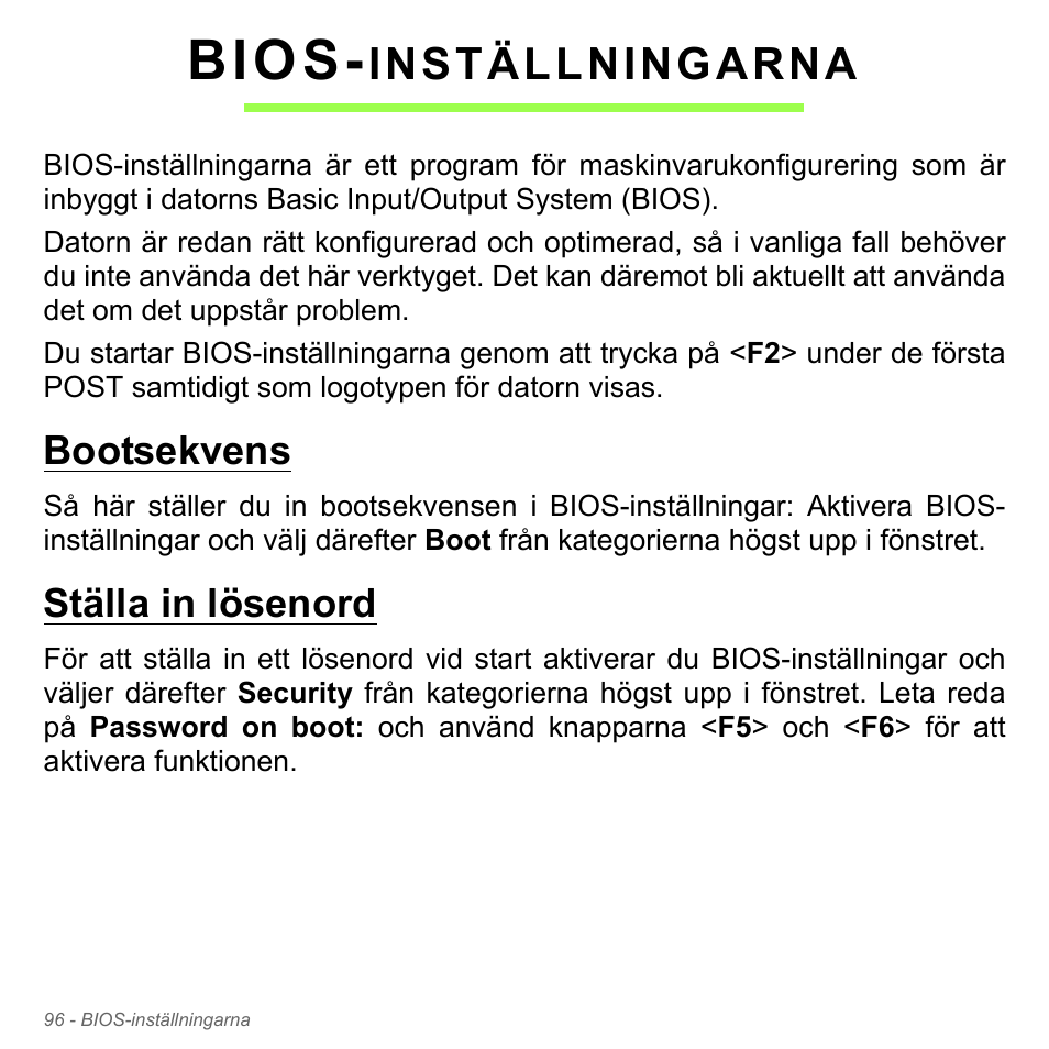 Bios-inställningarna, Bootsekvens, Ställa in lösenord | Bootsekvens ställa in lösenord, Bios, Inställningarna | Acer Aspire V5-571PG User Manual | Page 1194 / 3604
