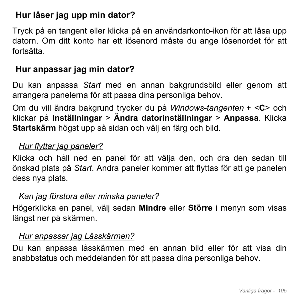 Hur låser jag upp min dator, Hur anpassar jag min dator | Acer Aspire V5-571PG User Manual | Page 1203 / 3604