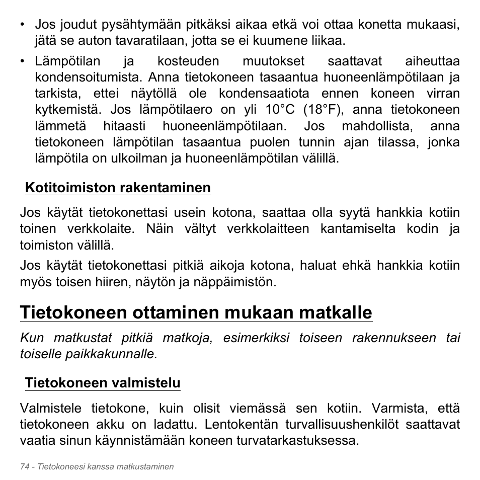 Kotitoimiston rakentaminen, Tietokoneen ottaminen mukaan matkalle, Tietokoneen valmistelu | Acer Aspire V5-571PG User Manual | Page 1290 / 3604