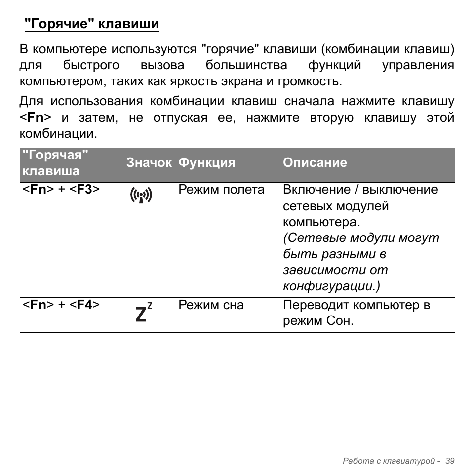Горячие" клавиши | Acer Aspire V5-571PG User Manual | Page 1373 / 3604