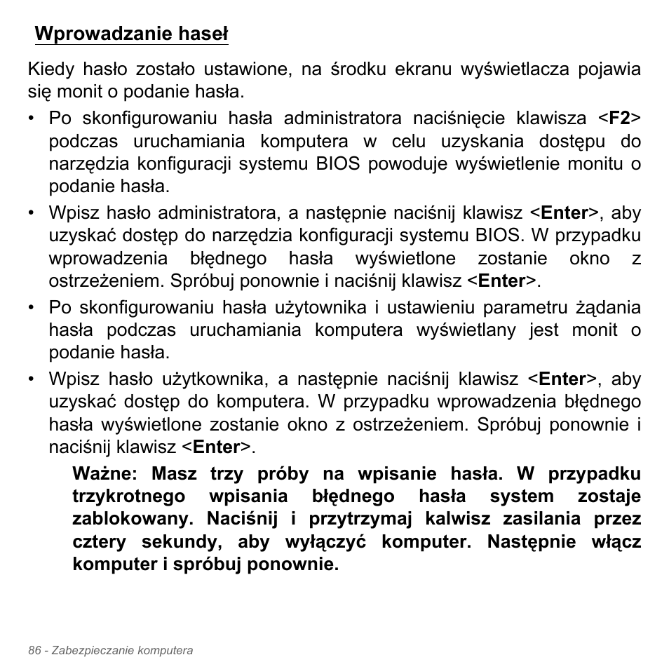 Wprowadzanie haseł | Acer Aspire V5-571PG User Manual | Page 1556 / 3604