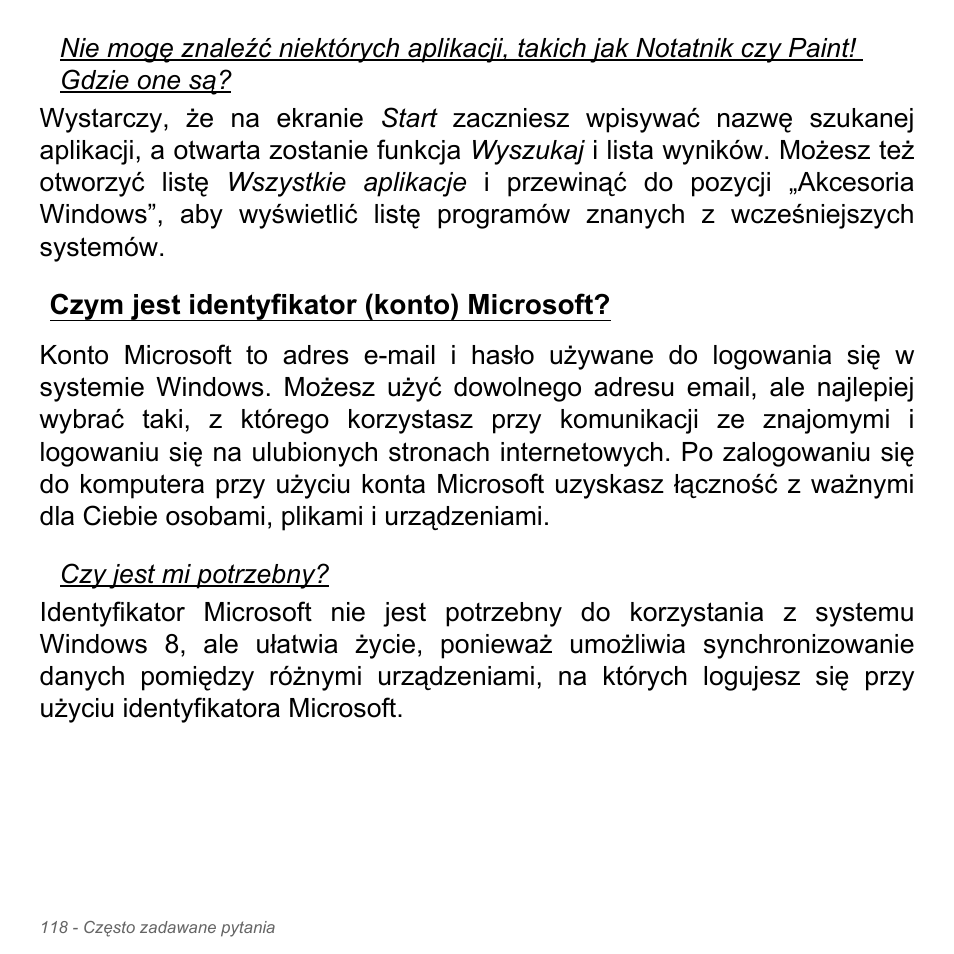 Czym jest identyfikator (konto) microsoft, Czym jest identyfikator (konto), Microsoft | Acer Aspire V5-571PG User Manual | Page 1588 / 3604