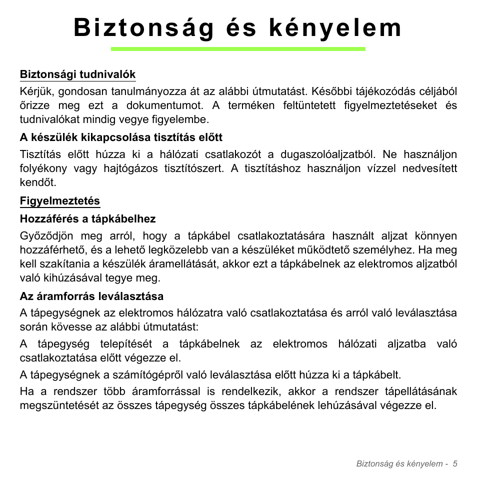 Biztonság és kényelem | Acer Aspire V5-571PG User Manual | Page 1603 / 3604