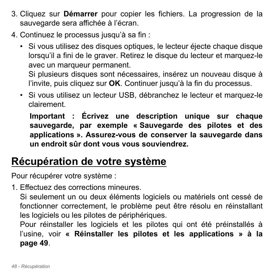 Récupération de votre système | Acer Aspire V5-571PG User Manual | Page 162 / 3604