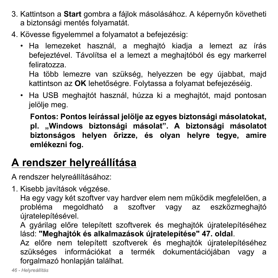 A rendszer helyreállítása | Acer Aspire V5-571PG User Manual | Page 1644 / 3604