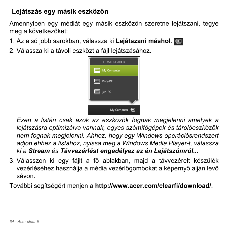 Lejátszás egy másik eszközön | Acer Aspire V5-571PG User Manual | Page 1662 / 3604