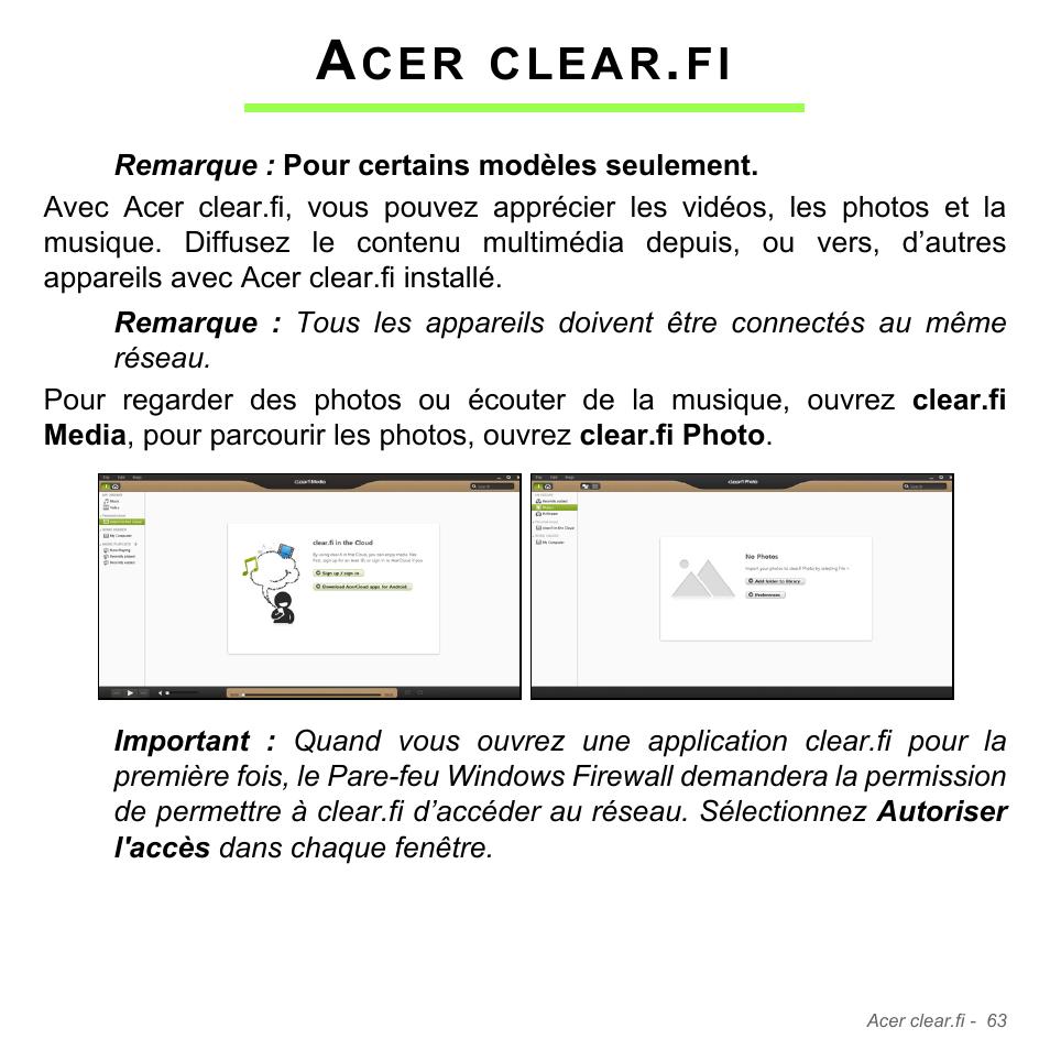 Acer clear.fi, Clear | Acer Aspire V5-571PG User Manual | Page 177 / 3604