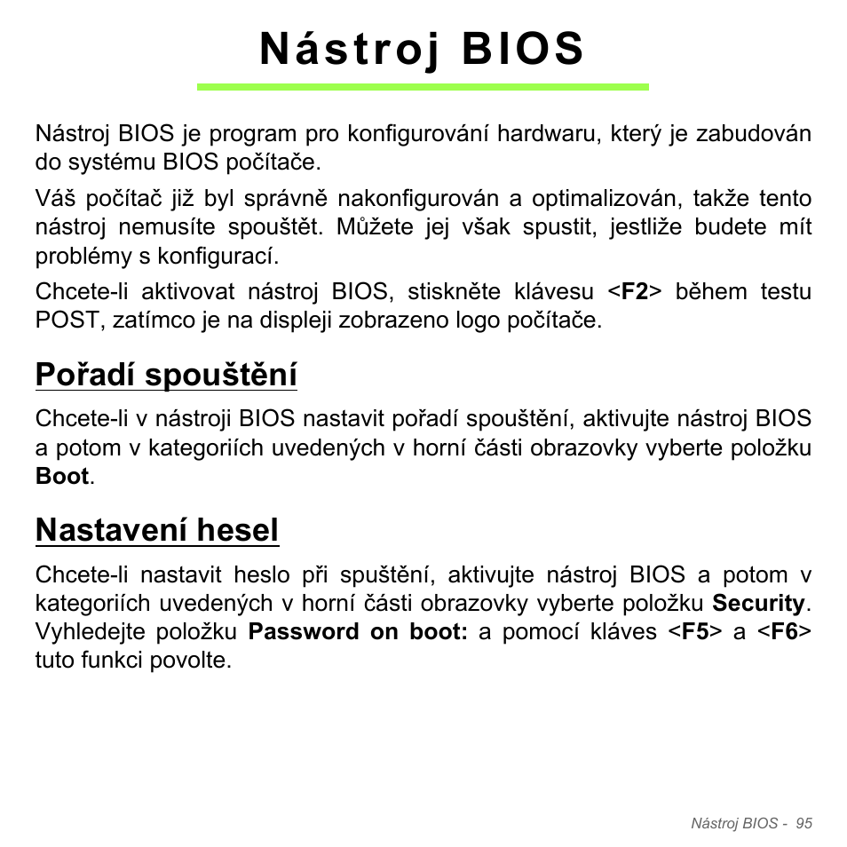 Nástroj bios, Pořadí spouštění, Nastavení hesel | Pořadí spouštění nastavení hesel | Acer Aspire V5-571PG User Manual | Page 1817 / 3604