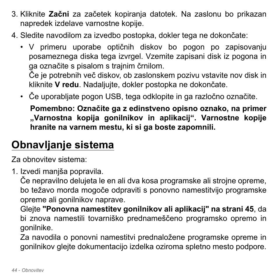 Obnavljanje sistema | Acer Aspire V5-571PG User Manual | Page 2004 / 3604