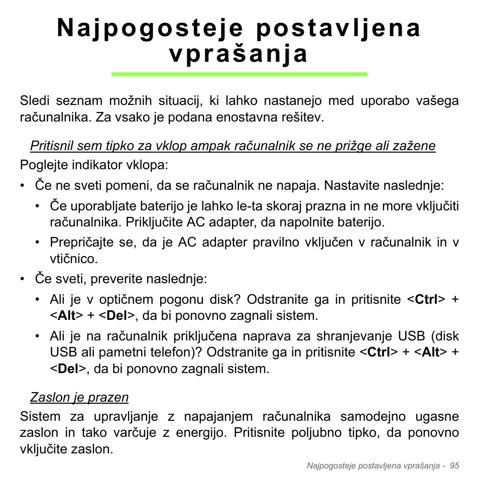 Najpogosteje postavljena vprašanja, Najpogosteje postavljena vprašanja 95 | Acer Aspire V5-571PG User Manual | Page 2055 / 3604