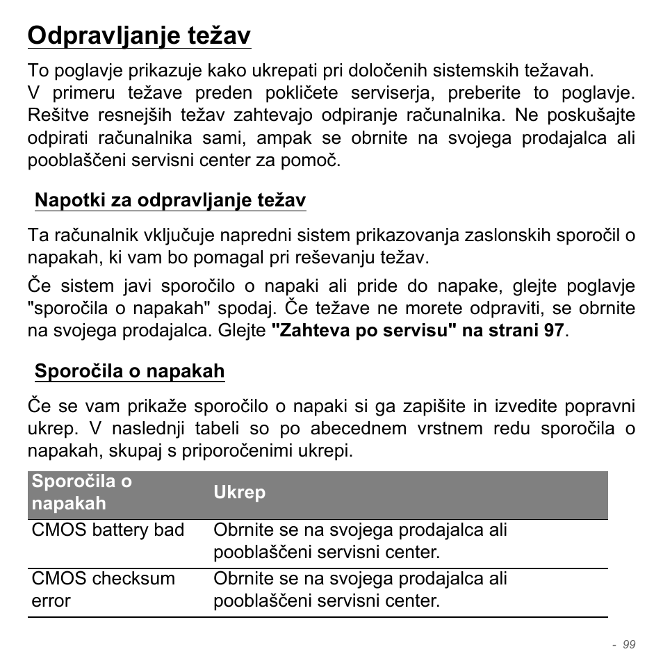 Odpravljanje težav, Napotki za odpravljanje težav, Sporočila o napakah | Napotki za odpravljanje težav sporočila o napakah | Acer Aspire V5-571PG User Manual | Page 2059 / 3604