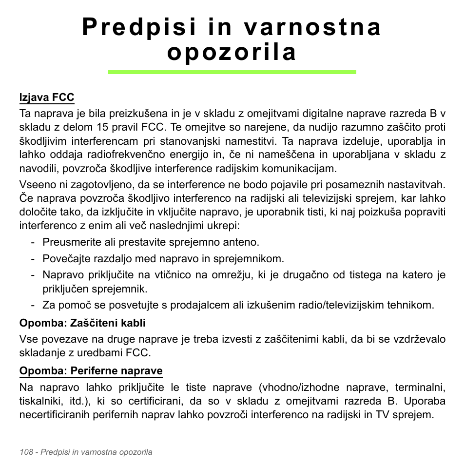 Predpisi in varnostna opozorila | Acer Aspire V5-571PG User Manual | Page 2068 / 3604