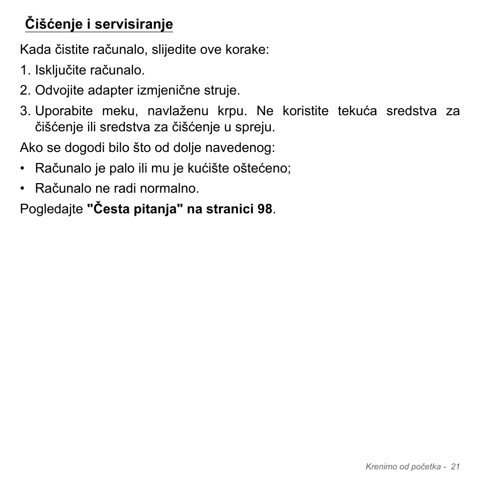 Čišćenje i servisiranje | Acer Aspire V5-571PG User Manual | Page 2097 / 3604