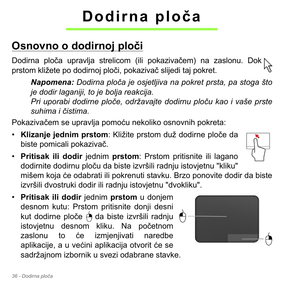 Dodirna ploča, Osnovno o dodirnoj ploči | Acer Aspire V5-571PG User Manual | Page 2112 / 3604