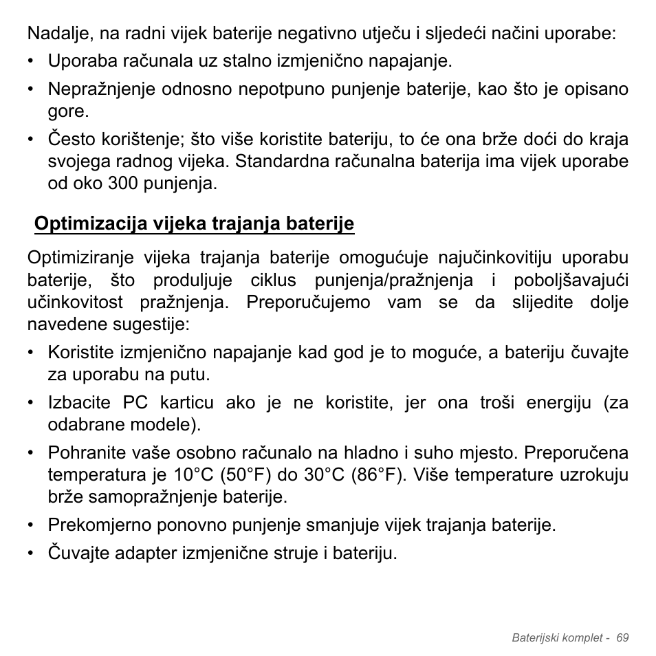 Optimizacija vijeka trajanja baterije | Acer Aspire V5-571PG User Manual | Page 2145 / 3604